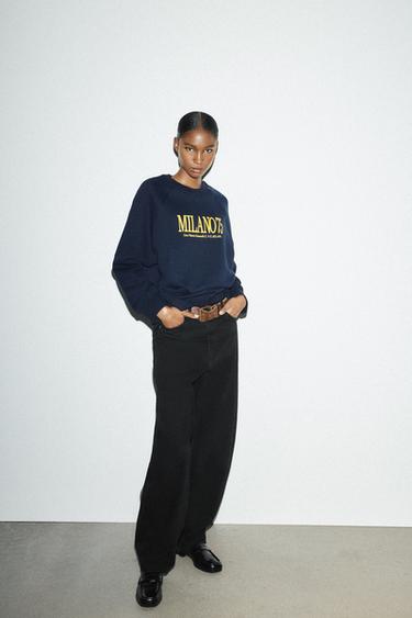 SLOGAN SWEATSHIRT - navy by Zara