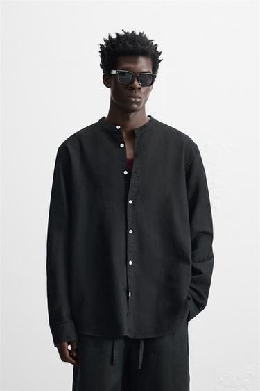 COTTON - LINEN SHIRT - Black by Zara
