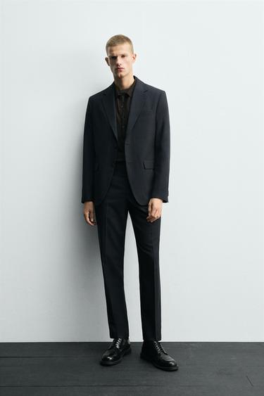 HOUNDSTOOTH SUIT TROUSERS - Navy blue by Zara - Image 0