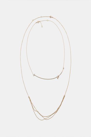 PACK OF 2 MINIMALIST SHIMMER NECKLACES - Golden by Zara