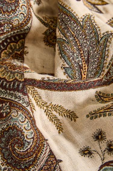 FLORAL JACQUARD THROW - Green / Blue by Zara