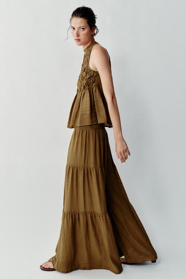VOLUME CUT TROUSERS - Olive green by Zara