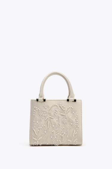 SATIN-EFFECT PEARL HANDBAG - Ecru by Zara - Image 0