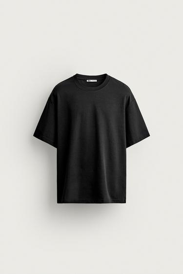 RELAXED FIT INTERLOCK T-SHIRT /04 - Black by Zara