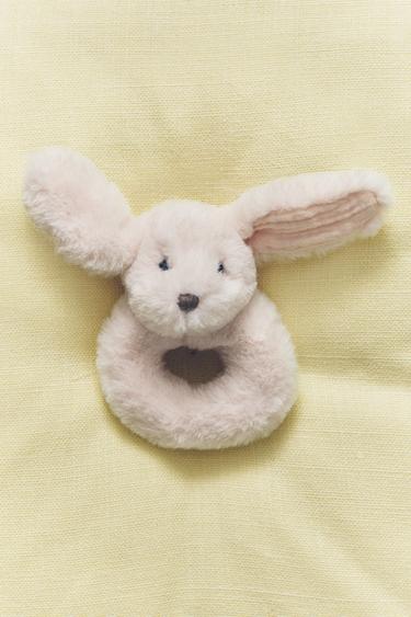 BABY RABBIT SOFT TOY RATTLE - Light pink by Zara