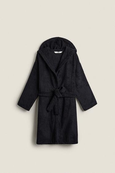 HOODED BATHROBE (360 GXM²) - Black by Zara