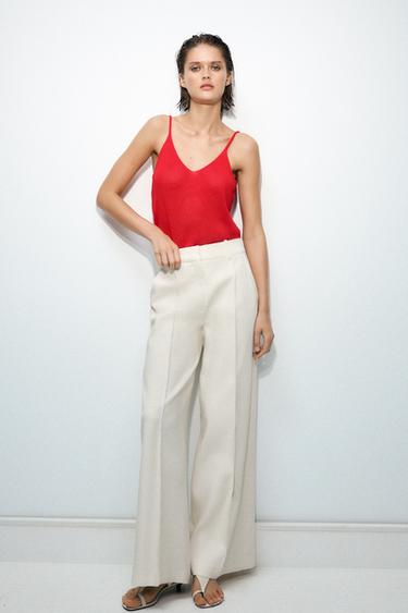ZW COLLECTION WIDE-LEG TROUSERS - Ivory by Zara