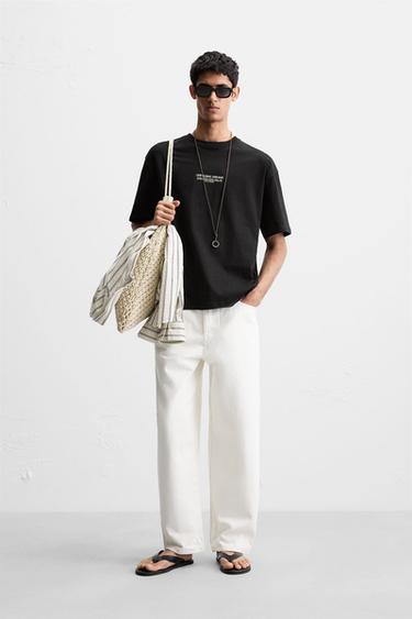 T-SHIRT WITH CONTRAST PATCHES - Black by Zara - Image 0