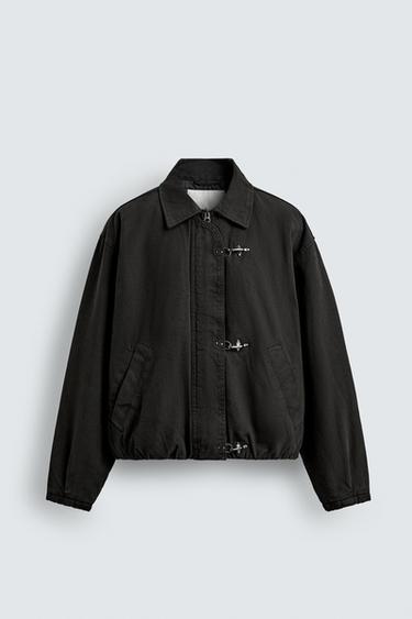 CROPPED FIT FIREMAN CLASP JACKET - Grey by Zara