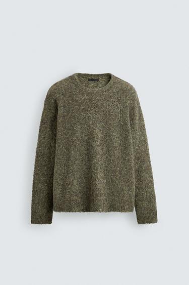 BOUCLÉ TEXTURED JUMPER - Green by Zara