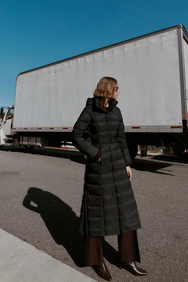 HOODED BELTED WATER-REPELLENT WINDPROOF DOWN PUFFER JACKET - Black by Zara - Image 0