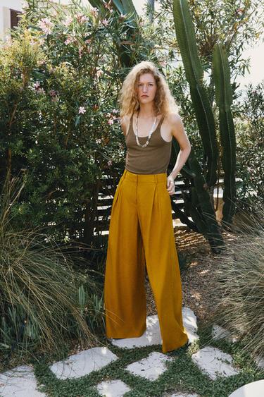 COTTON & LINEN STRAPPY TOP - Light brown by Zara