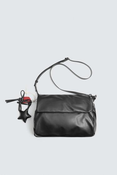 CROSSBODY BAG WITH FLAP AND KEYRING - Black by Zara