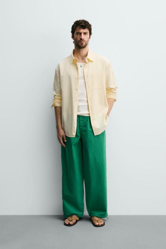 RELAXED FIT PARACHUTE TROUSERS - Green by Zara - Image 0
