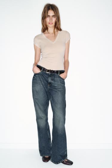 V-NECK T-SHIRT - Stone by Zara