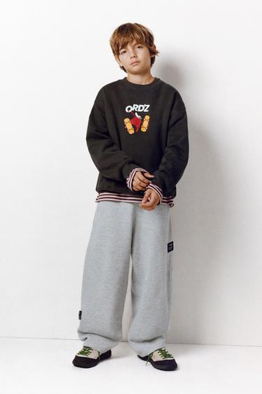 BARREL PLUSH TROUSERS WITH LABEL - Grey marl by Zara