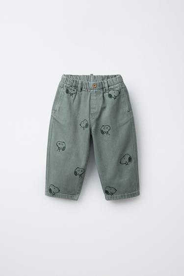 SNOOPY PEANUTS™ TWILL BAGGY TROUSERS - Blue by Zara