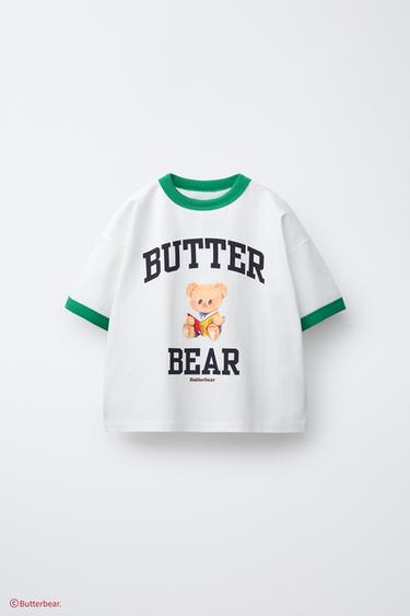 BUTTERBEAR © T-SHIRT WITH TRIM DETAIL - Ecru by Zara