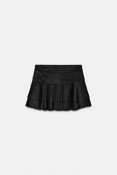 RUFFLE SKORT - Black by Zara