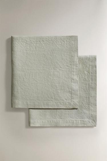 PACK OF WASHED LINEN NAPKINS (PACK OF 2) - Greenish by Zara