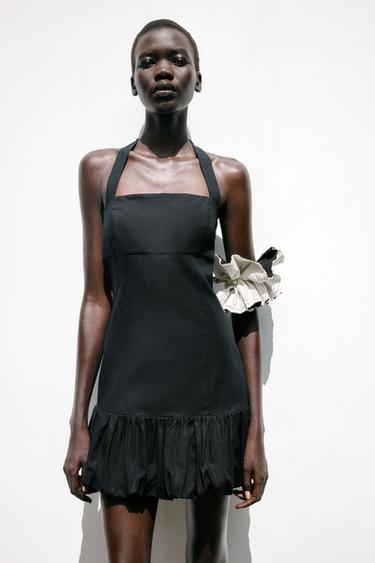 PUFF HEM MINI DRESS - Black by Zara