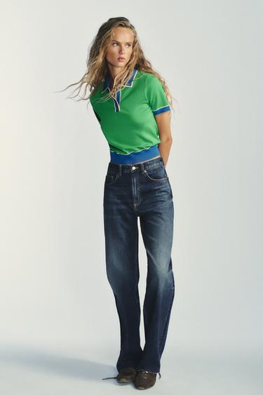 CONTRAST KNIT SHORT SLEEVE POLO SHIRT - only one by Zara