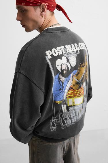 POST MALONE™ CREW NECK SWEATSHIRT - Dark anthracite by Zara