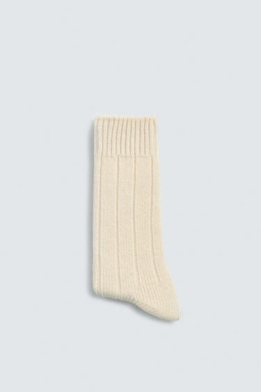 AARON LEVINE X ZARA RIBBED WOOL BLEND SOCKS - Ecru by Zara