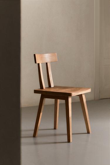 WOODEN CHAIR WITH BACK - Light beige by Zara