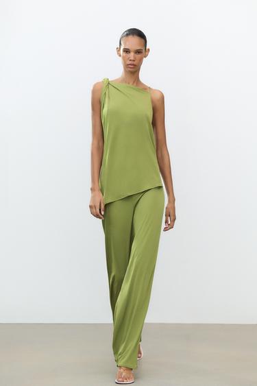 FLOWING WIDE-LEG TROUSERS - Green by Zara - Image 0