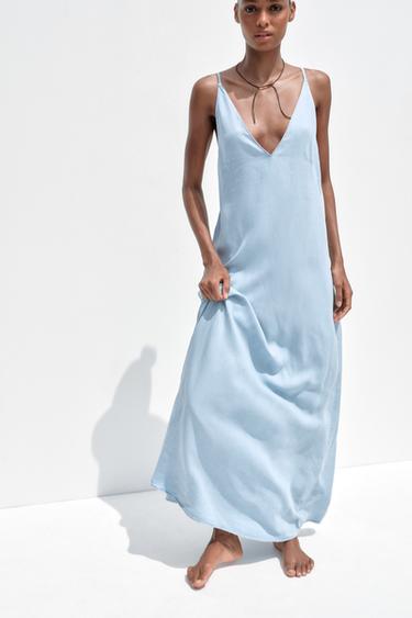 FLOWING MIDI DRESS - Light blue by Zara - Image 0