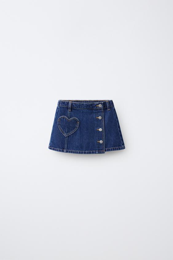 HEART POCKET DENIM SKIRT - Blue by Zara - Image 0