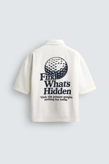 RELAXED FIT GOLF PRINT SHIRT - White by Zara