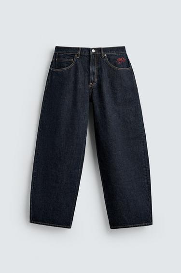 EMBROIDERED CUPID BALLOON FIT JEANS - Blue by Zara