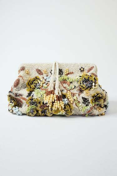 BEADED PRINTED POUCH - Multicoloured by Zara