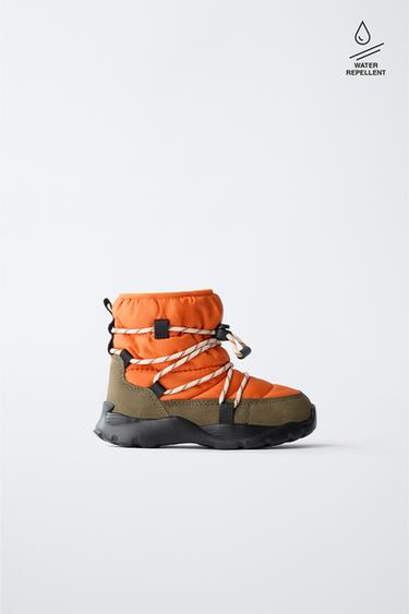 QUILTED WATER-REPELLENT SNOW BOOTS - Orange by Zara