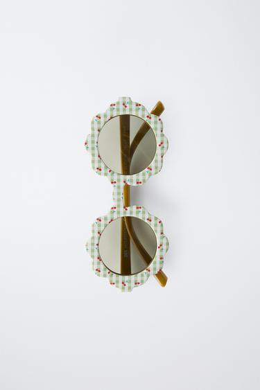 CHERRY PRINT FLOWER SUNGLASSES - Olive green by Zara