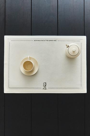 COTTON COFFEE WAITER PLACEMAT - Green by Zara