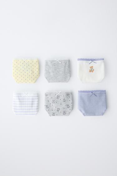 6-14 YEARS / PACK OF SIX BEAR BRIEFS - Blue/White by Zara