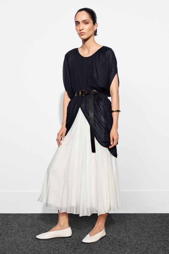 ZW COLLECTION CONTRAST FLOWING SKIRT - Oyster-white by Zara - Image 0