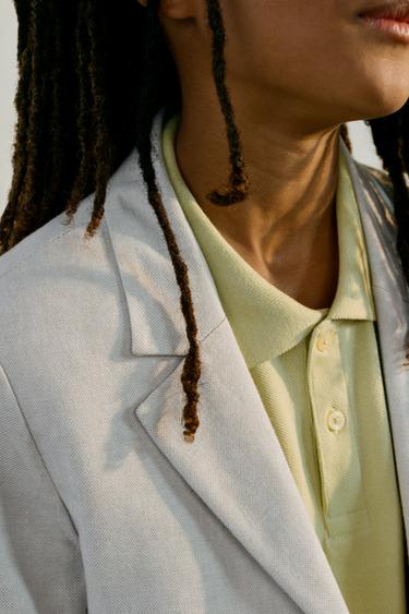 COTTON AND LINEN SUIT BLAZER - Ecru by Zara