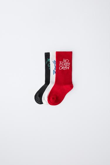 3-PACK OF GRAFFITI TEXT SOCKS - Multicoloured by Zara - Image 0