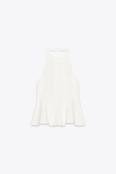 PEPLUM STRETCH TOP - Oyster-white by Zara