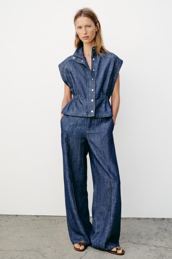 ELASTIC WAIST WAISTCOAT WITH LINEN - Indigo by Zara - Image 0
