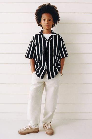 COTTON AND LINEN STRAIGHT-LEG TROUSERS - Ecru by Zara