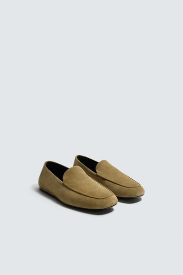 LEATHER LOAFERS - Gold by Zara