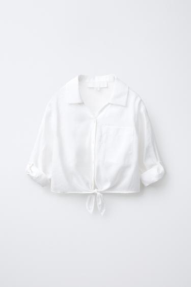 KNOTTED FLOWING SHIRT - Oyster-white by Zara