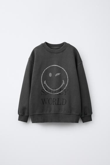 SMILEYWORLD ® STUD SWEATSHIRT - Anthracite grey by Zara