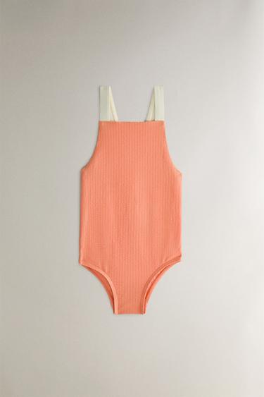 CHILDREN'S CONTRAST-COLOURED BEACH SWIMSUIT - Coral by Zara - Image 0