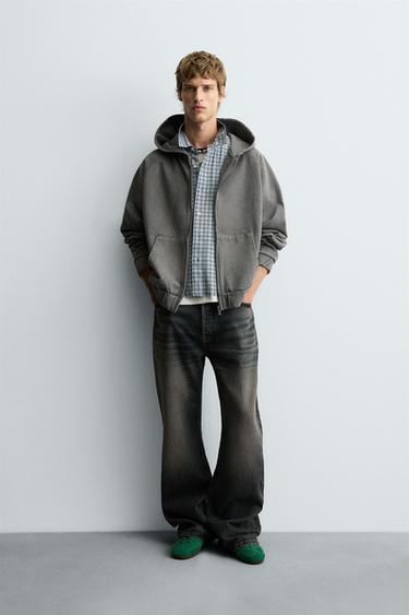 BOXY FIT HOODIE SWEATSHIRT - Dark anthracite by Zara - Image 0